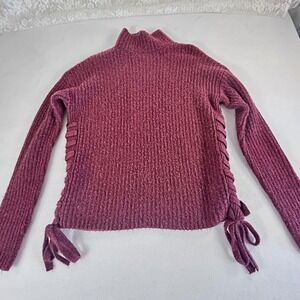 Mossimo Burgundy Mock Neck Lace Up Side‎ Knit Sweater XS